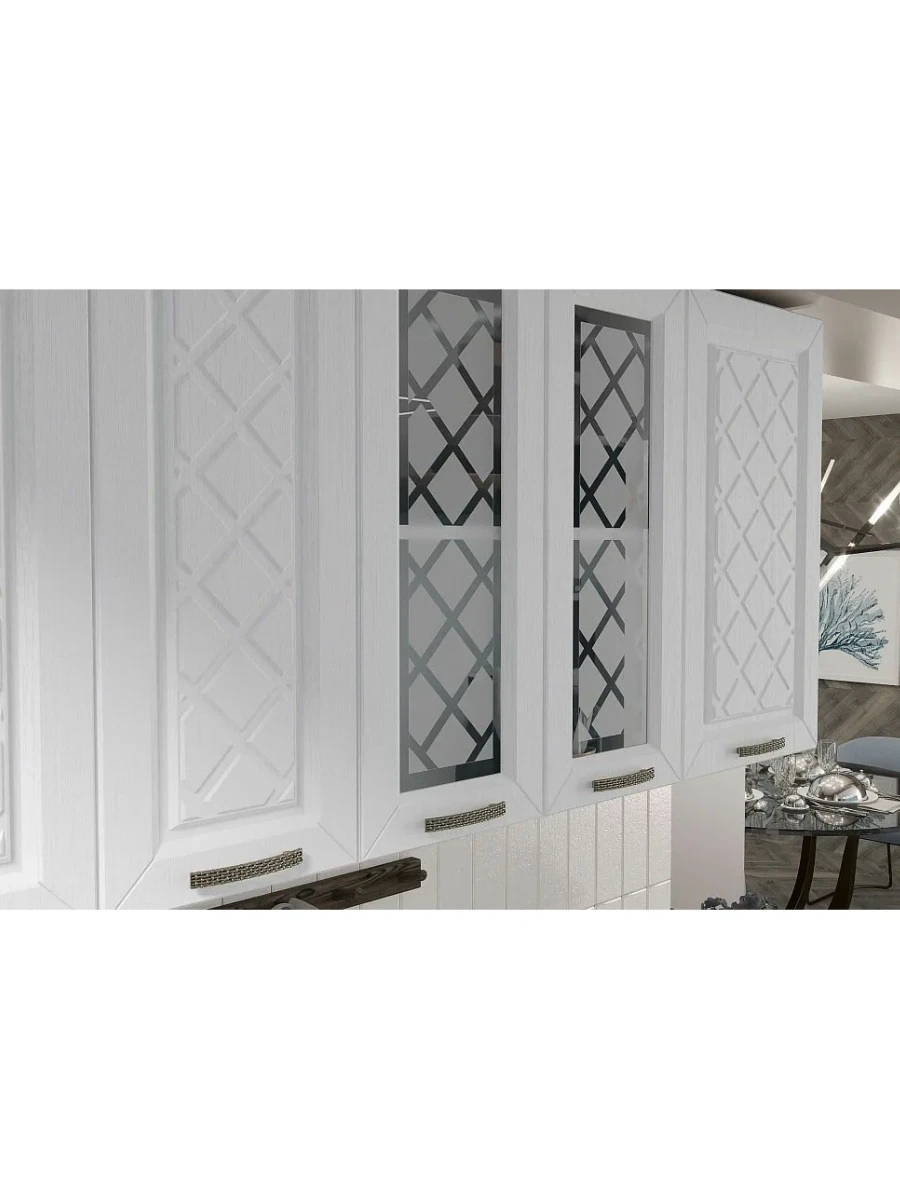 Кухонный гарнитур Агава без столешницы, длина 160 см, цвет Акация белая/Сапфир